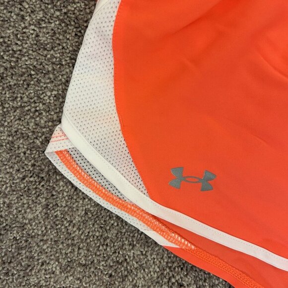 Under Armour Women's Fly By 2.0 Shorts Size XS Orange White 3 in Drawstring NWT - Picture 5 of 16